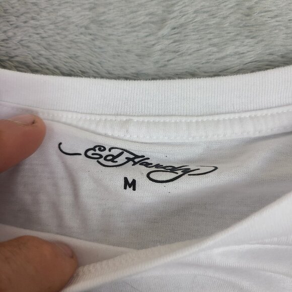 Ed Hardy T Shirt Kids Size Medium True to My Love Front Logo White - Picture 2 of 6